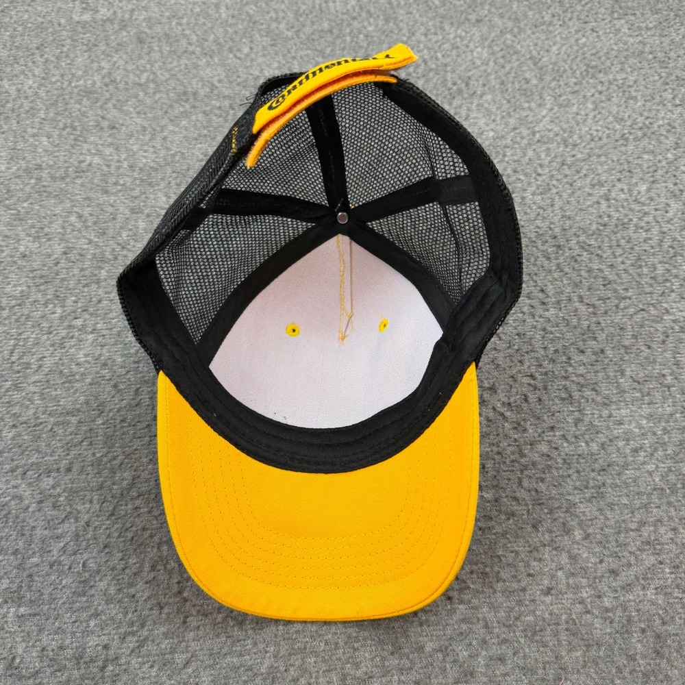 Continental Trucker Hat Mens OSFA Yellow Black Mesh Back Logo Adjustable Cap - Picture 5 of 5